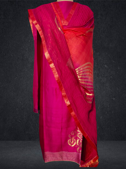 Semi Stitched Formal chanderi Suitset