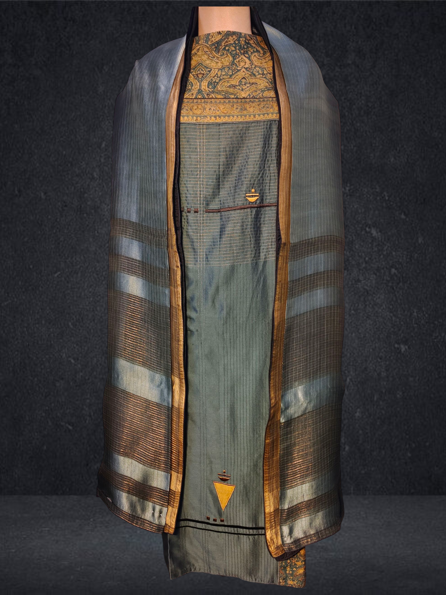 Semi Stitched Formal chanderi Suitset