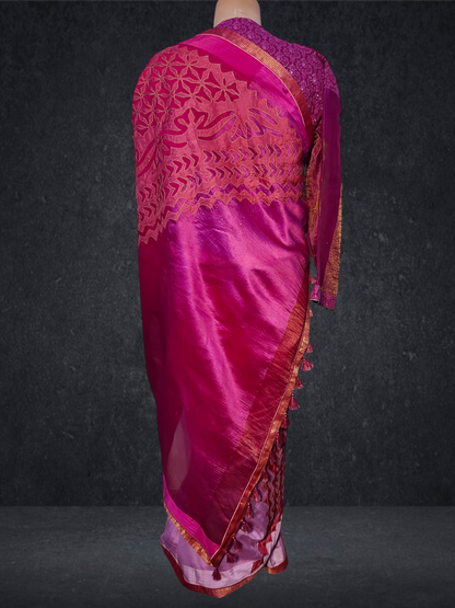 Formal Silk Katab Applique Saree