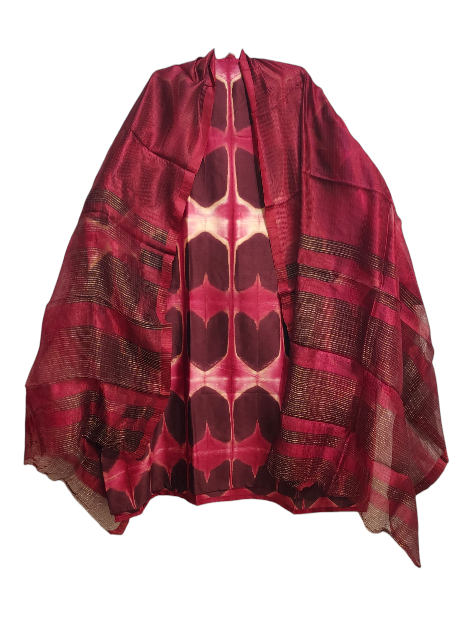 Red patterned kurta on a white background