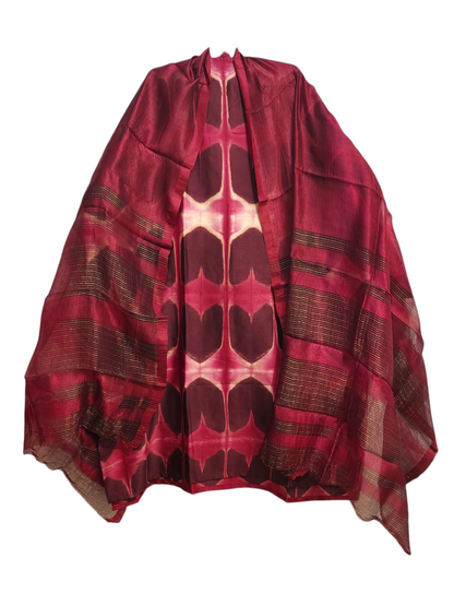Red patterned kurta on a white background