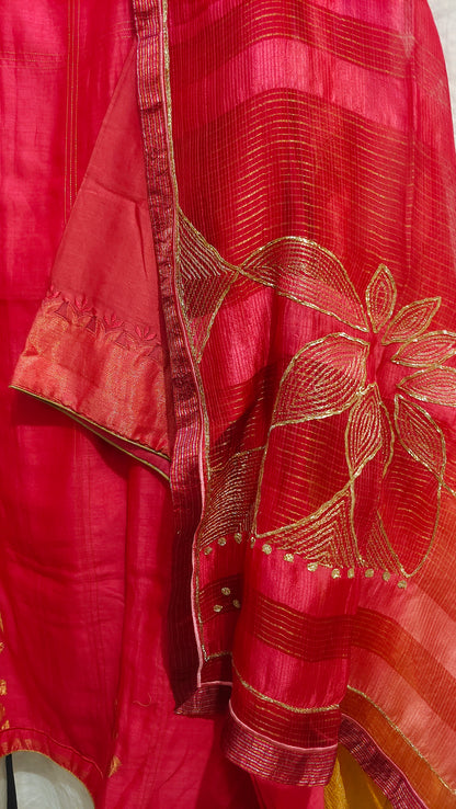 Semi Stitched Chanderi Formal Suitset