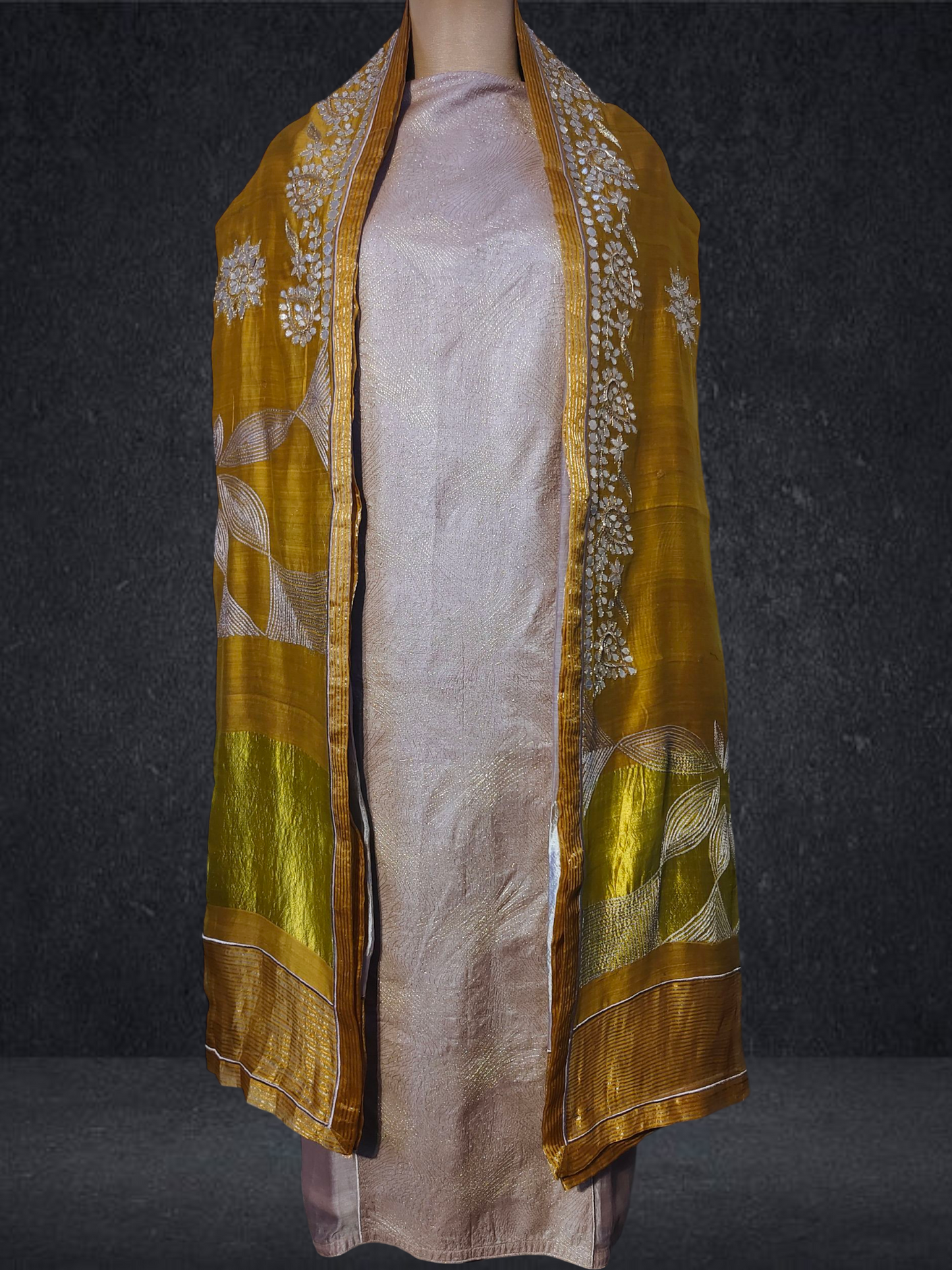 Semi Stitched Formal chanderi Suitset