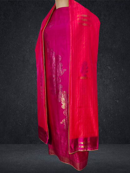 Semi Stitched Formal chanderi Suitset