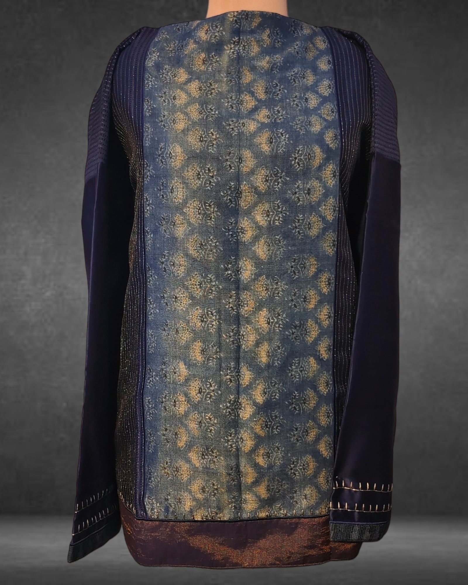 Semistitched Chanderi Ajrakh Silk Tunic VISHAL KAPUR STUDIO