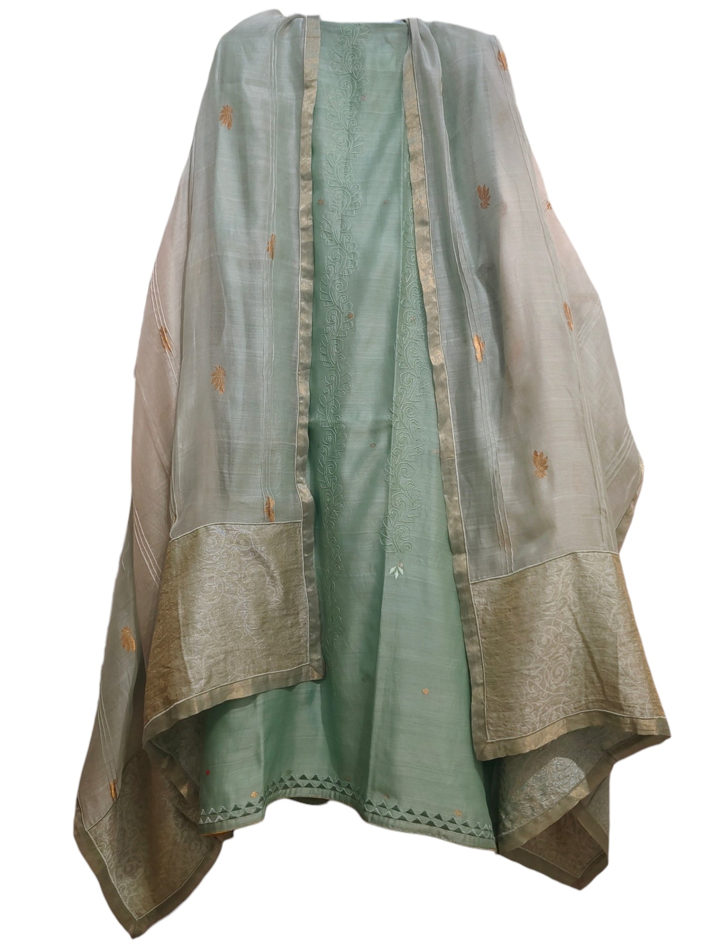 Semi Stitched Chanderi Formal Suitset