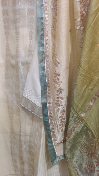 Semi Stitched Chanderi Formal Suitset