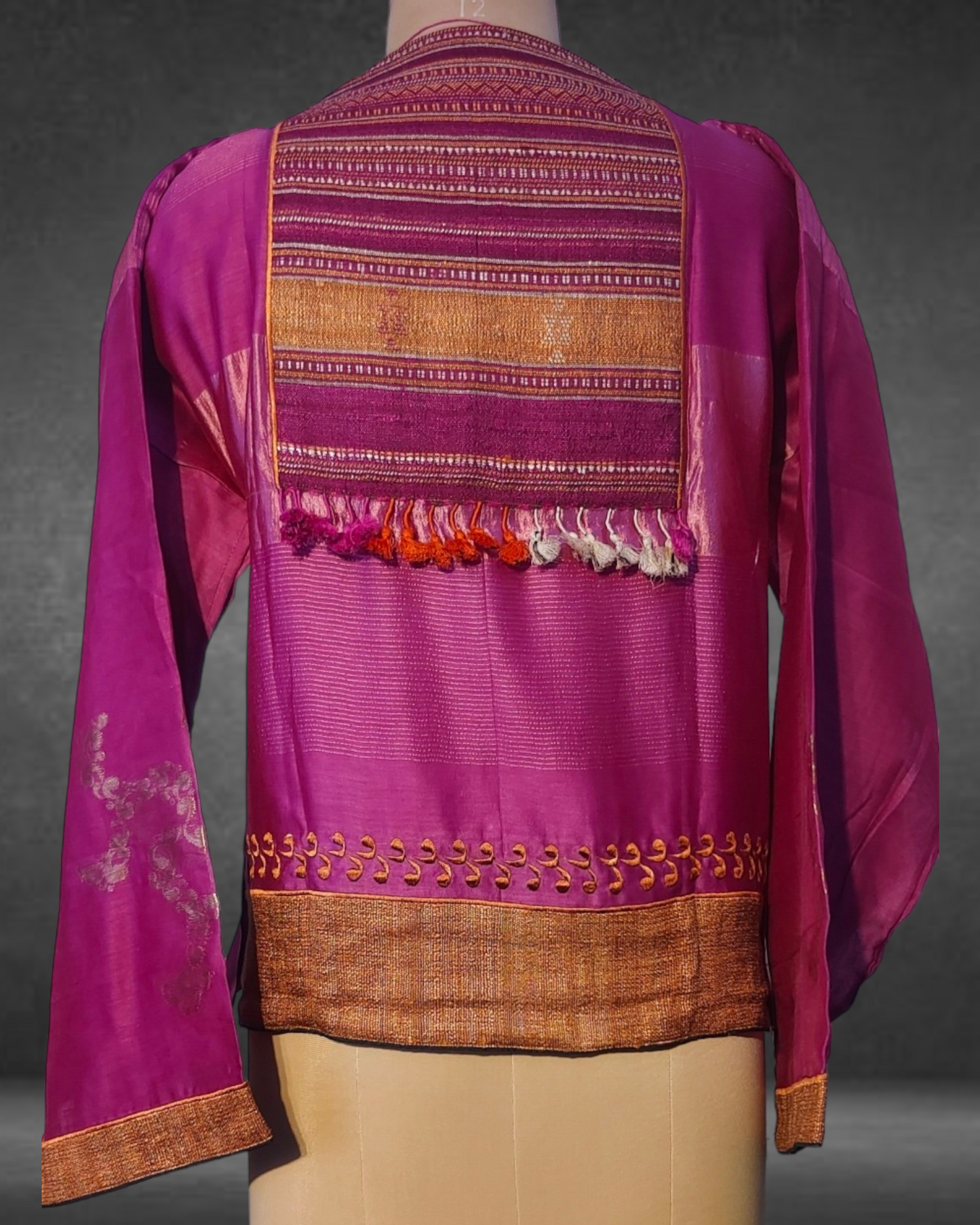 Chanderi Semistitched Blouse with Bhujodi Shawl Elements