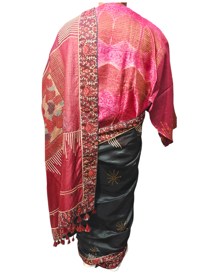 Formal Chanderi Zari Woven With Ajrakh Saree