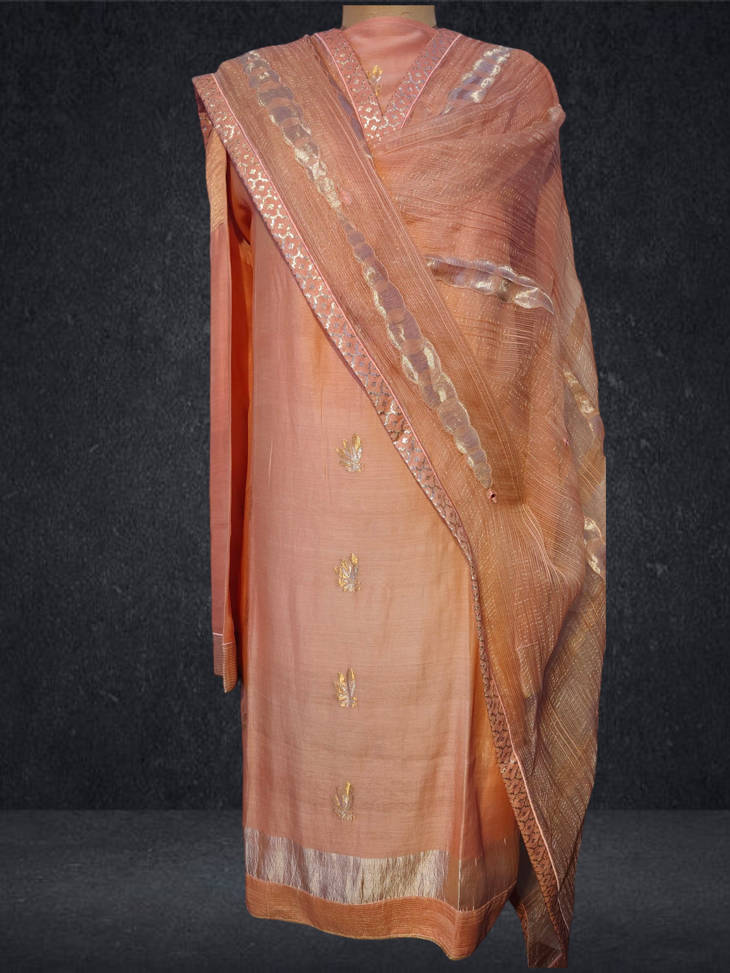 Semi Stitched Formal chanderi Suitset