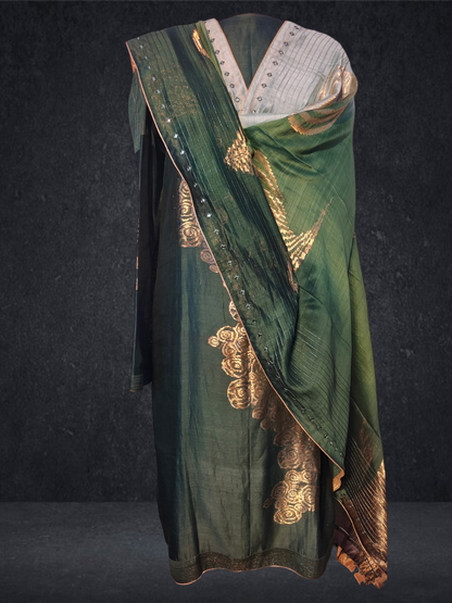 Semi Stitched Chanderi Formal Suitset