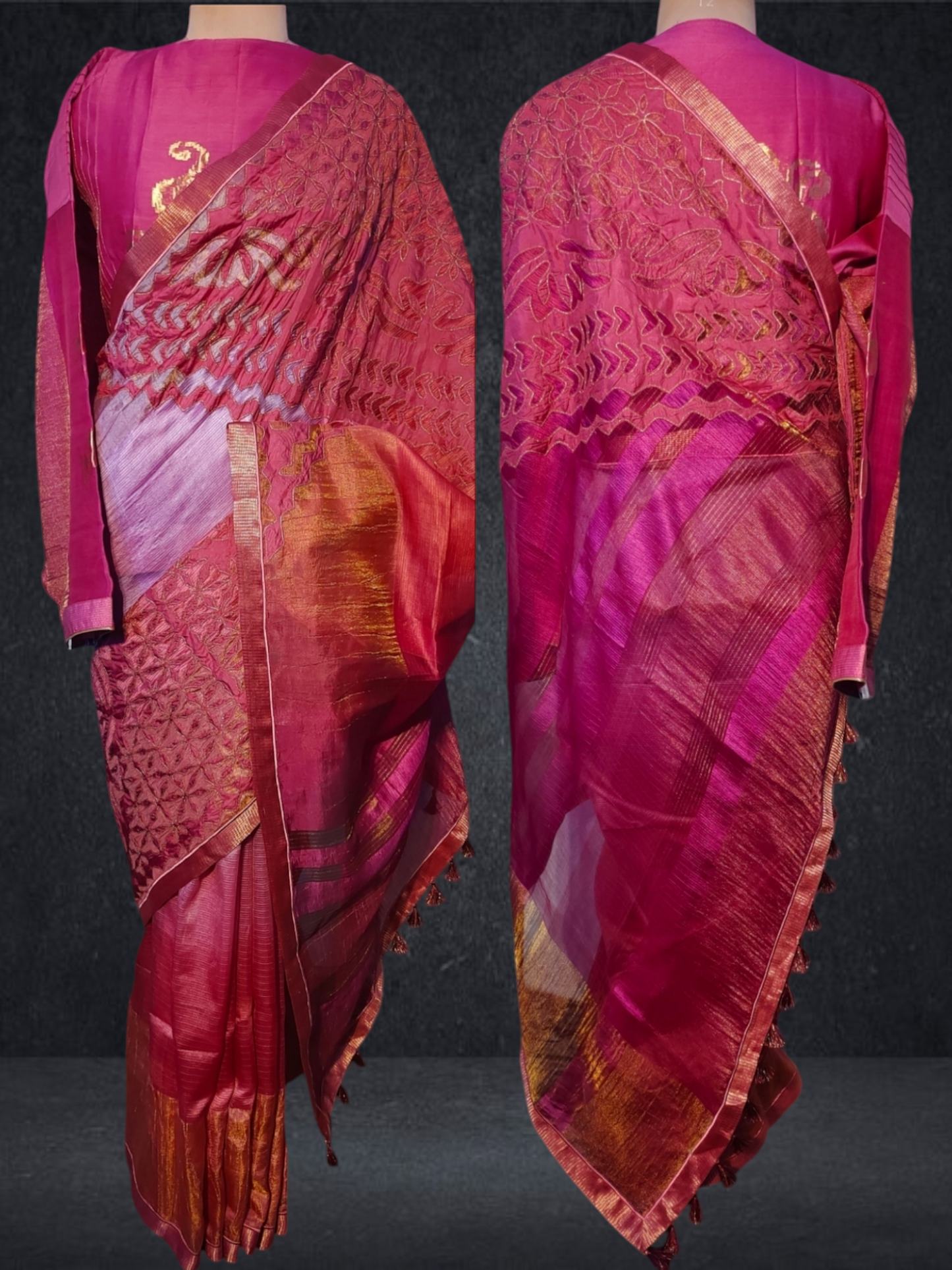 Formal Silk Katab Applique Saree