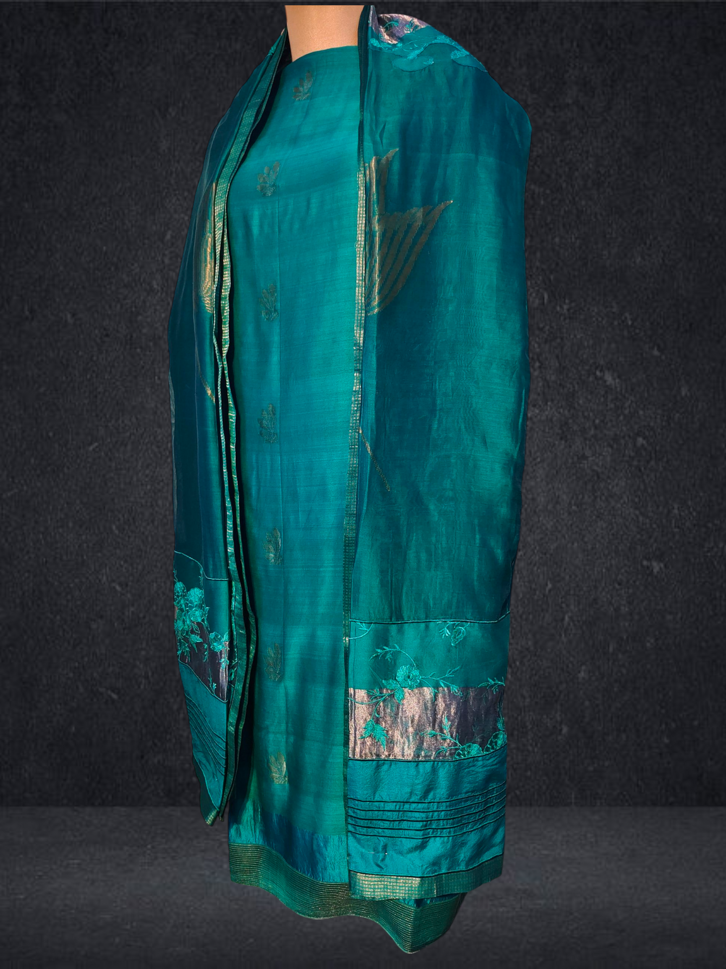 Semi Stitched Formal chanderi Suitset