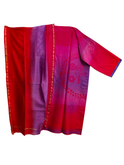 Semi Stitched Chanderi Casual Suitset