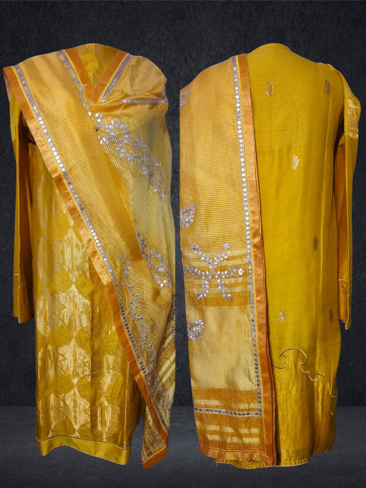 Semi Stitched Formal chanderi Suitset