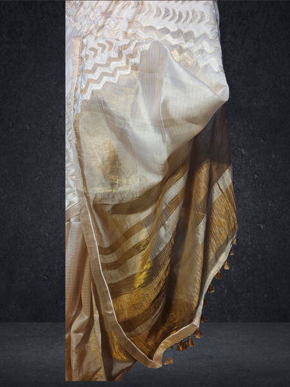 Formal Silk Katab Applique Saree