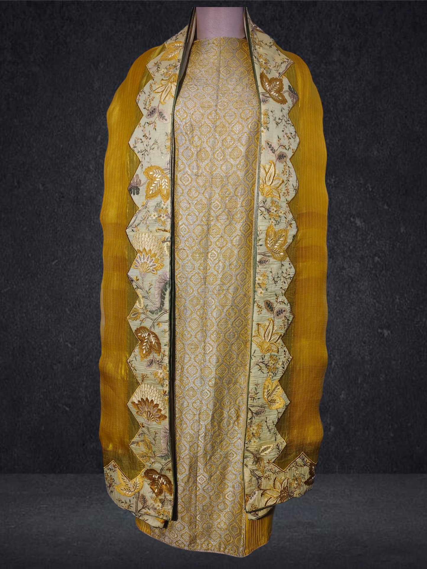 Semi Stitched Formal chanderi Suitset