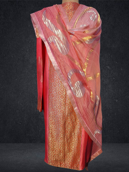 Semi Stitched Formal chanderi Suitset