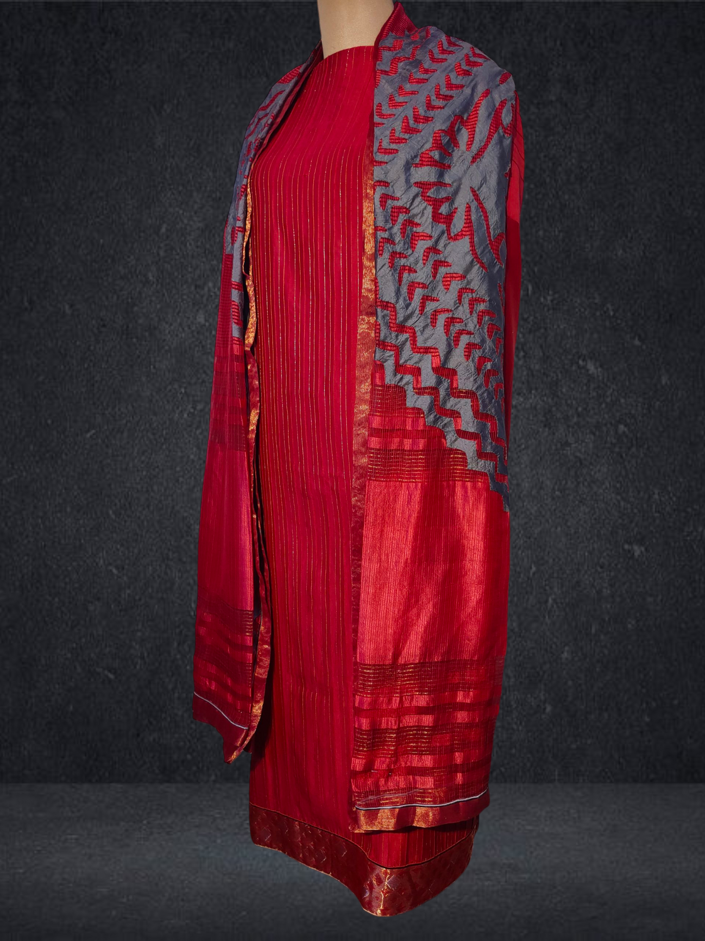 Semi Stitched Formal chanderi Suitset