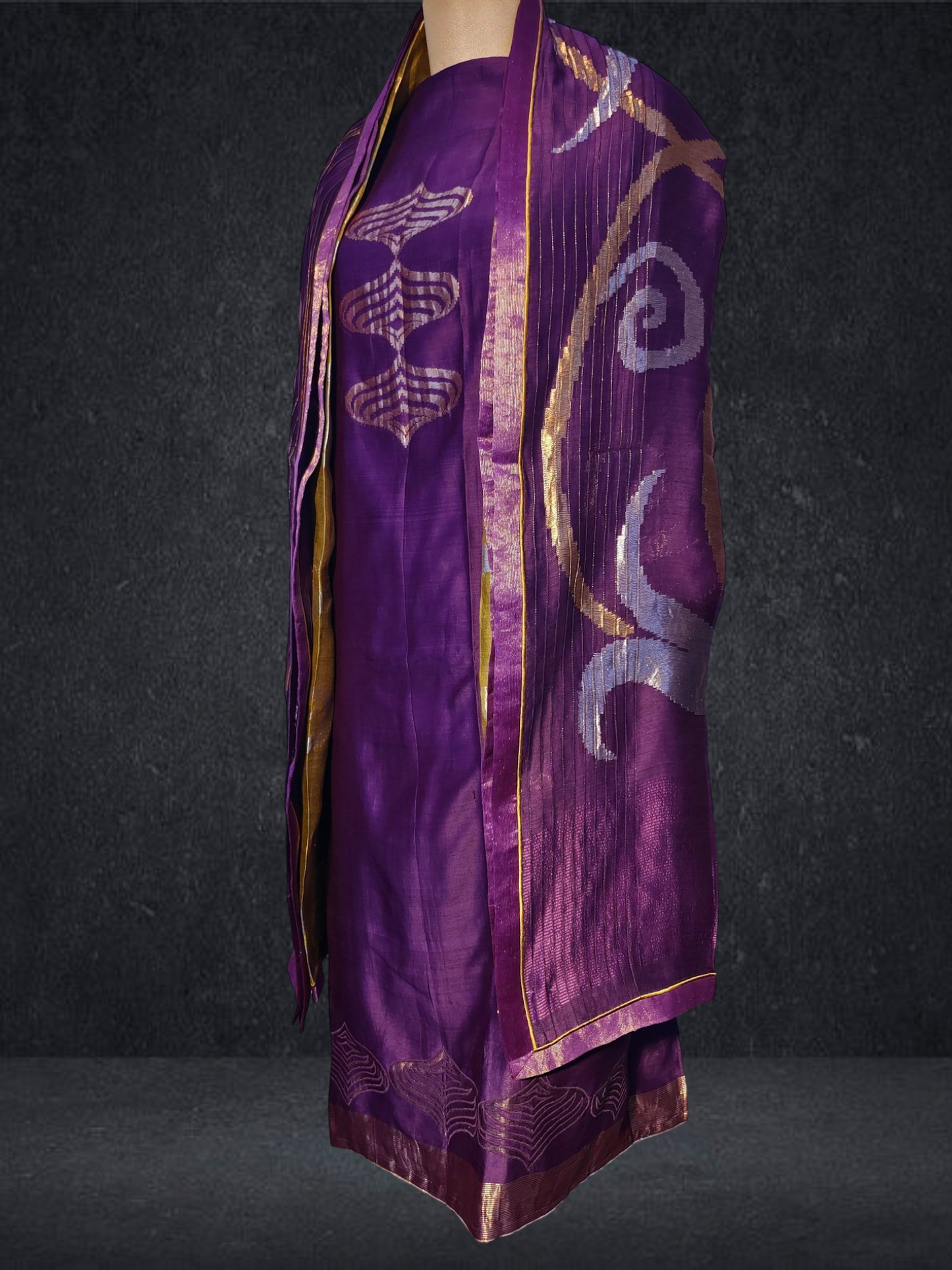 Semi Stitched Formal chanderi Suitset