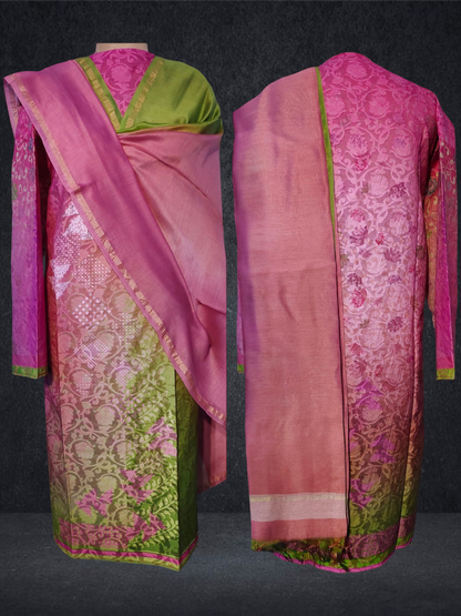 Semi Stitched Chanderi Casual Suitset