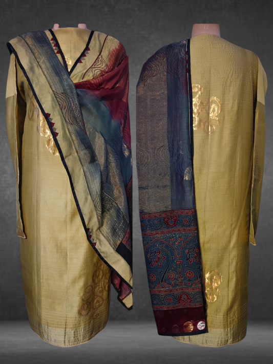 Semi Stitched Chanderi Formal Suitset