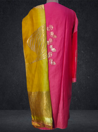 Semi Stitched Formal chanderi Suitset