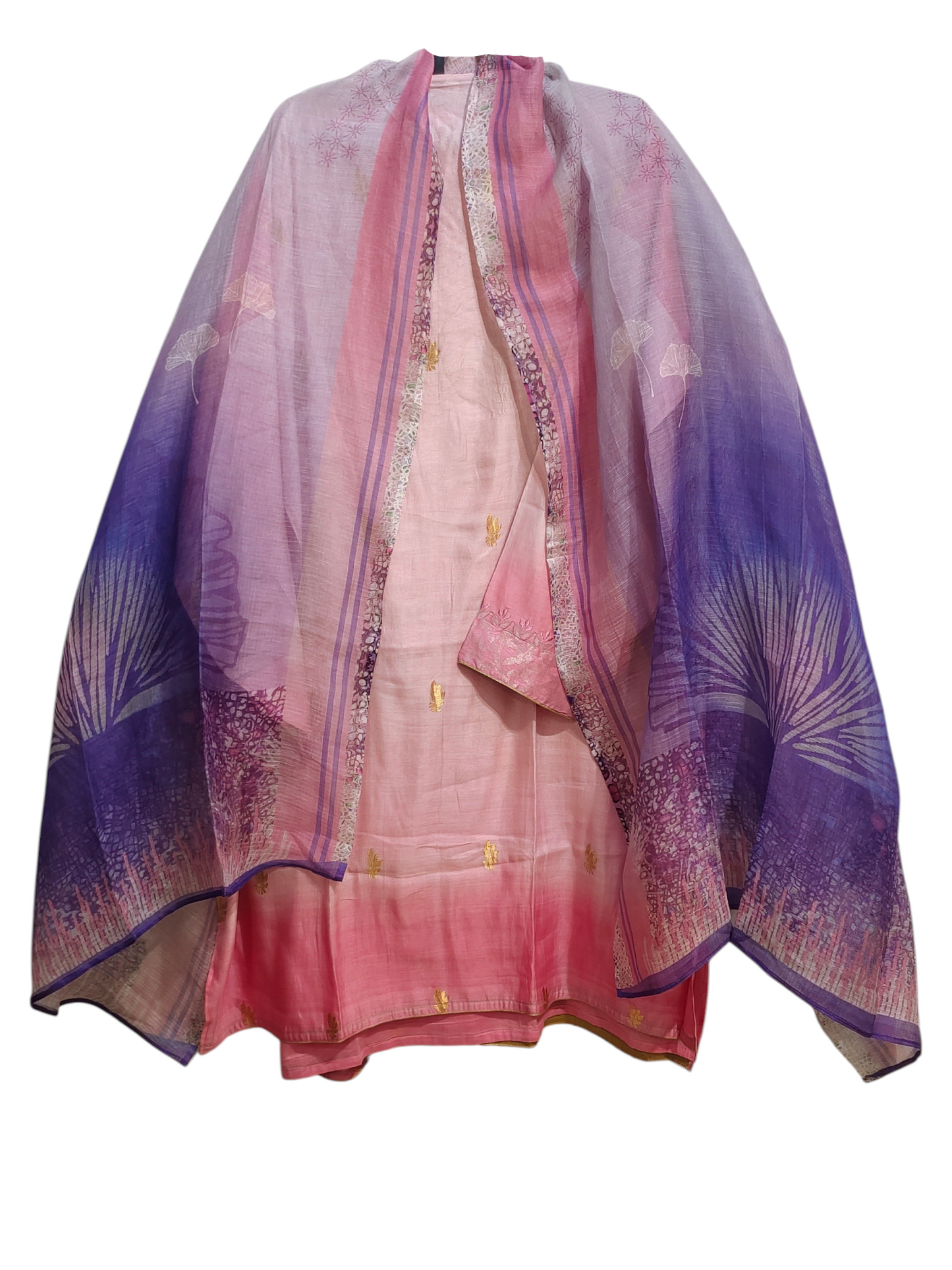 Semi Stitched Casual Chanderi Suitset