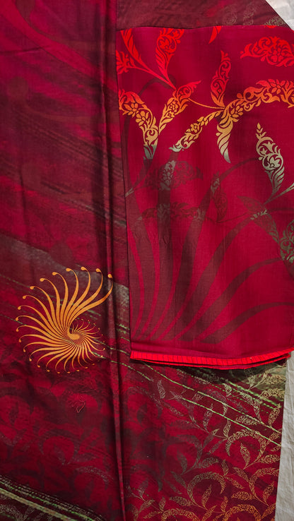 Semi Stitched Chanderi Casual Suitset