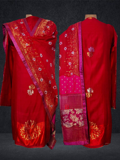 Semi Stitched Formal chanderi Suitset