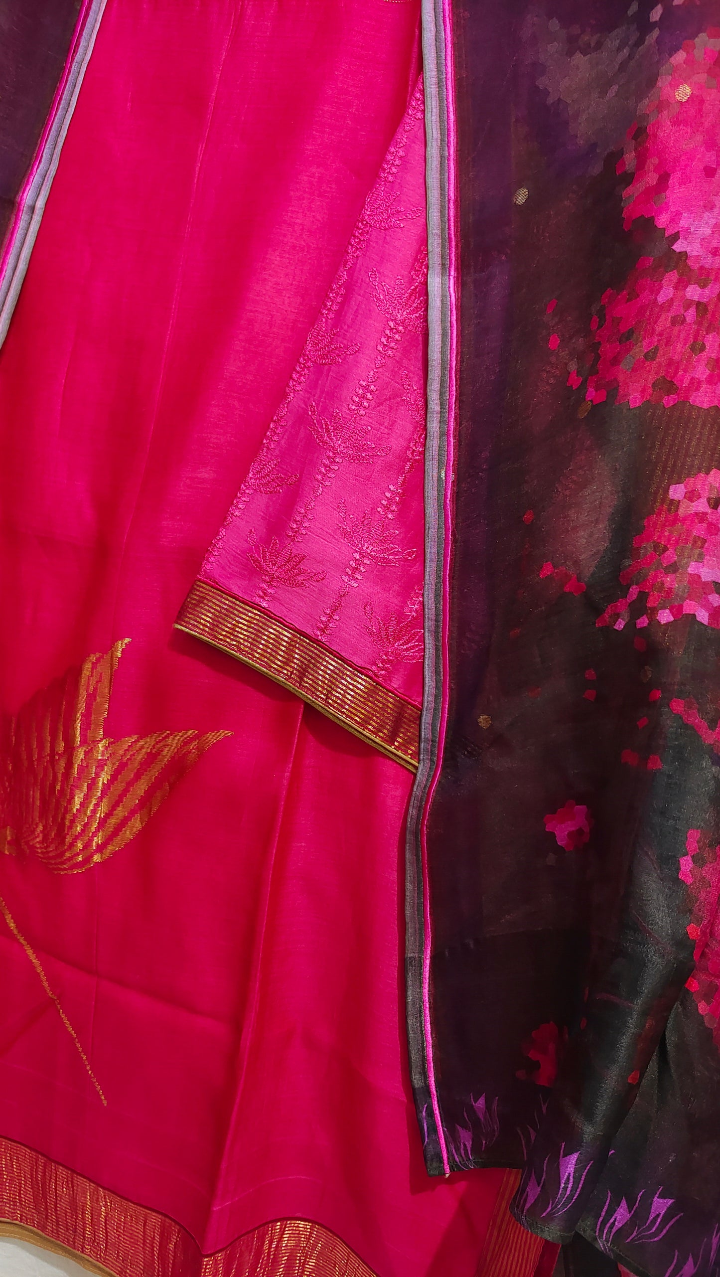 Semi Stitched Formal chanderi Suitset