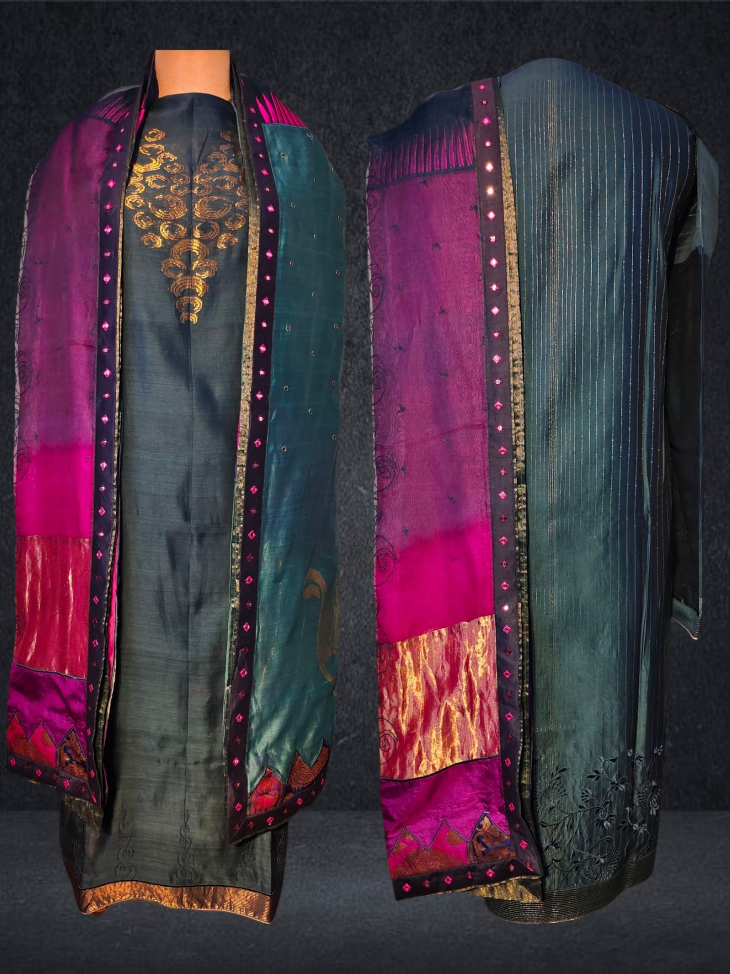 Semi Stitched Formal chanderi Suitset