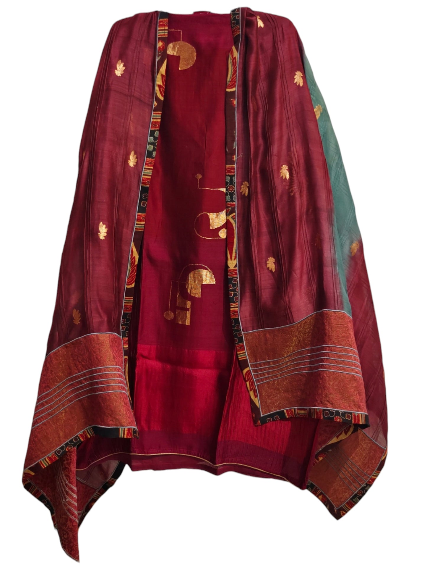 Semi Stitched Chanderi Formal Suitset