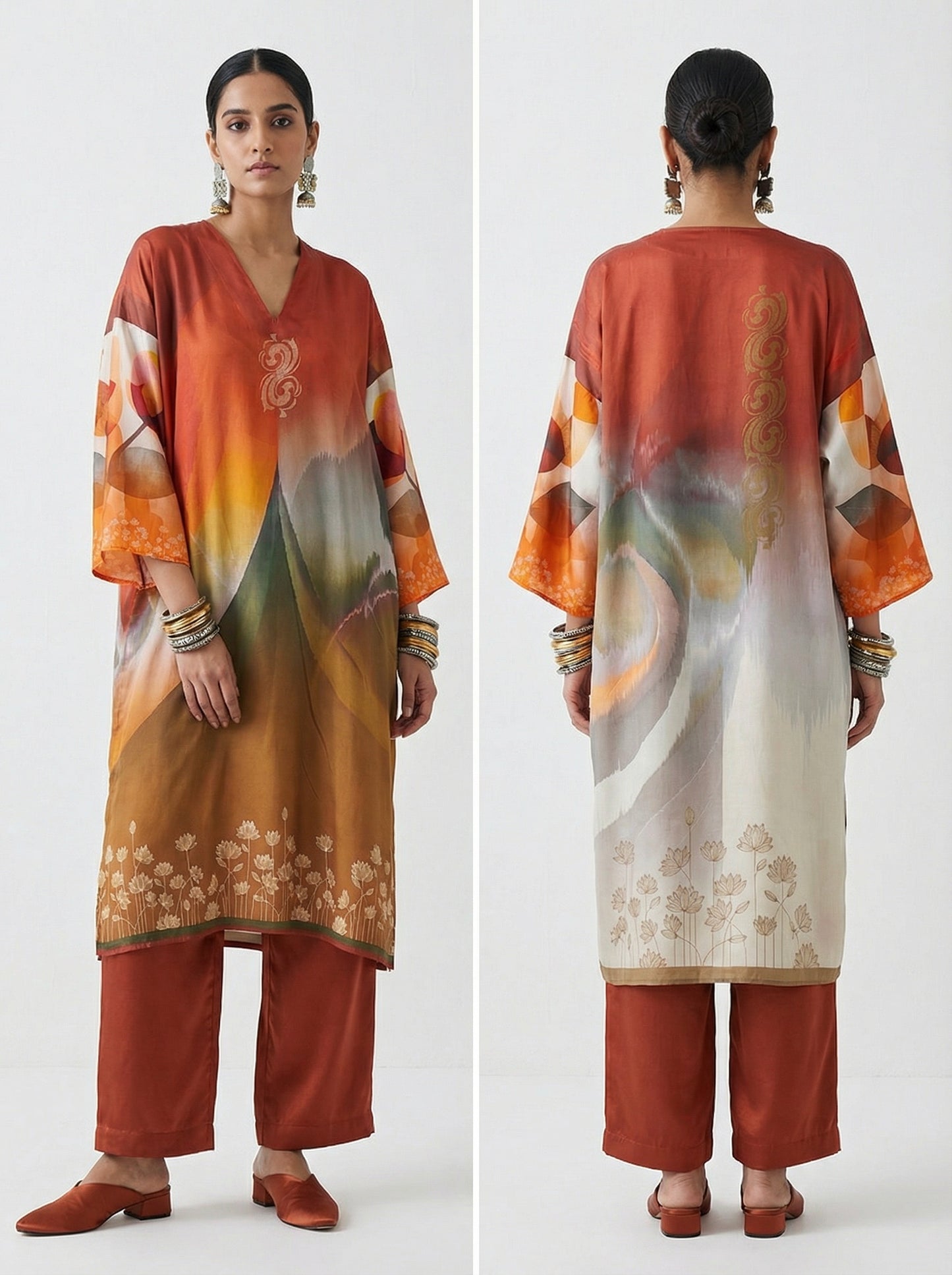 Semi Stitched Cotton satin kurta
