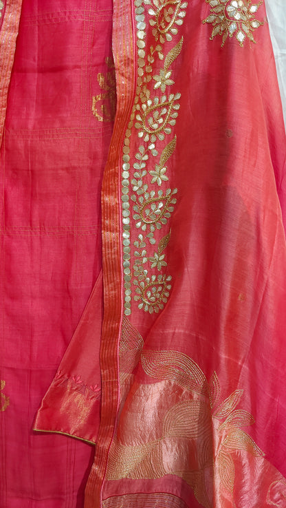 Semi Stitched Formal Chanderi Suitset