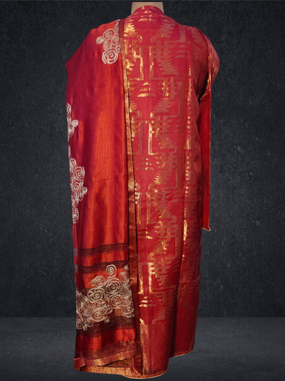 Semi Stitched Formal chanderi Suitset