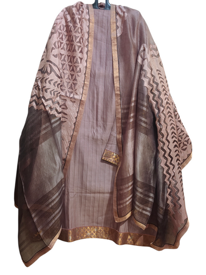 Semi Stitched Formal chanderi Suitset