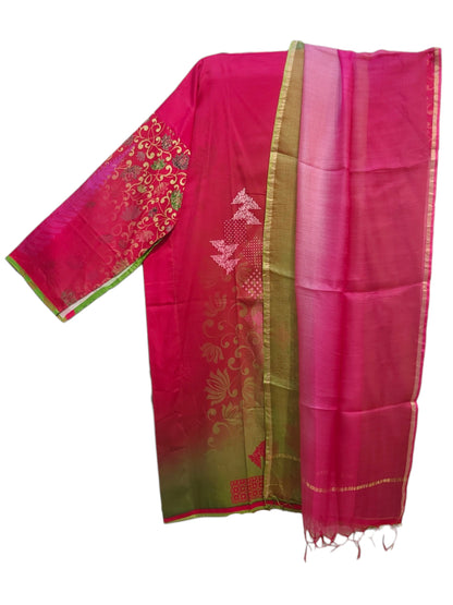 Semi Stitched Cotton Satin Casual Suitset
