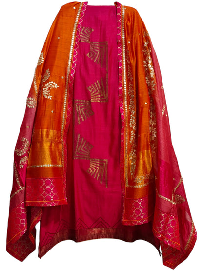 Semi Stitched Chanderi Formal Suitset