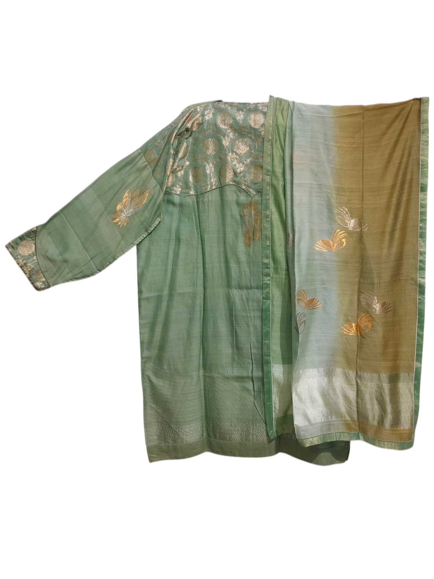 Semi Stitched Chanderi Formal Suitset