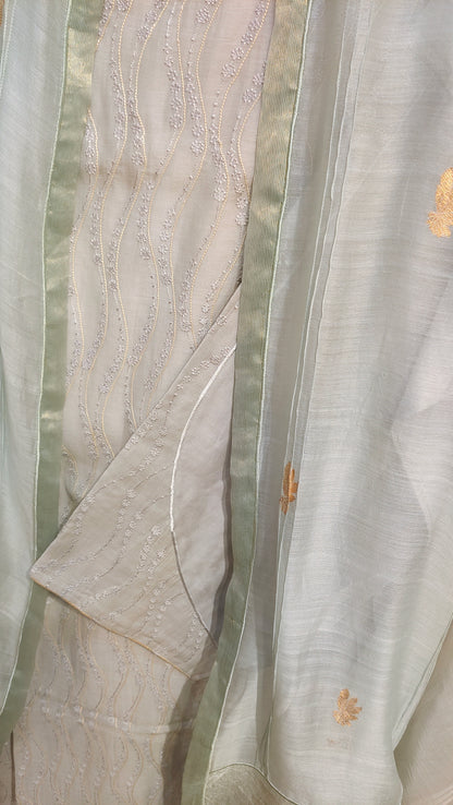 Semi Stitched Formal chanderi Suitset