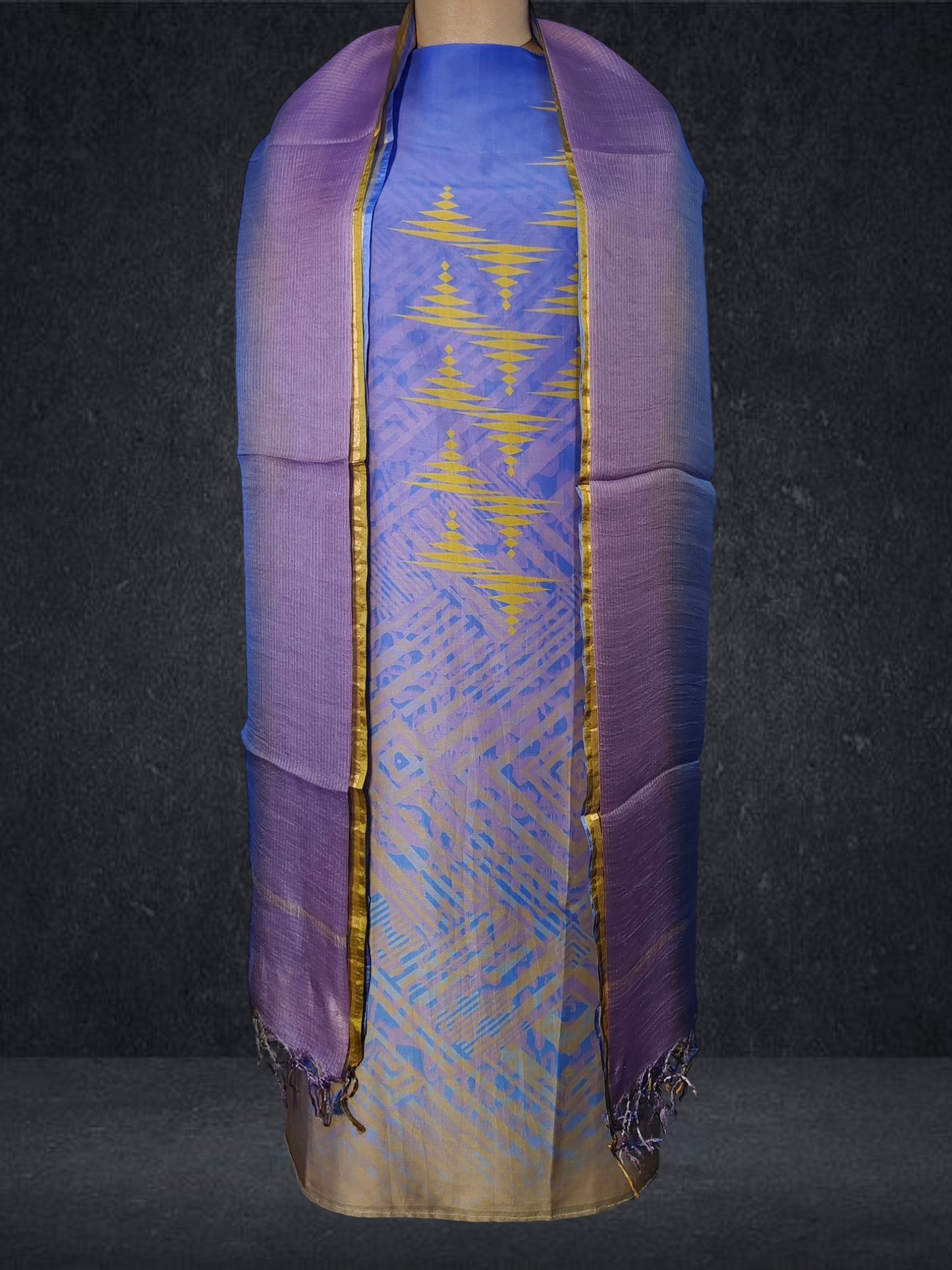 Semi Stitched Chanderi Casual Suitset