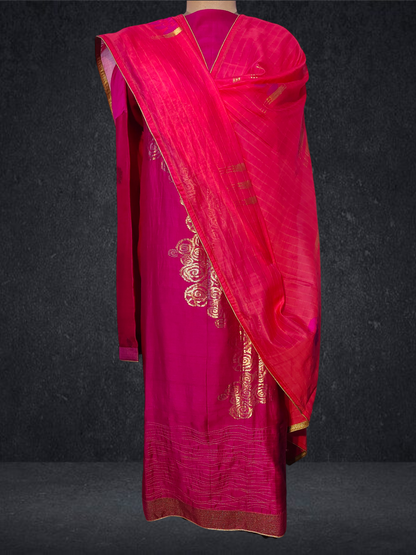 Semi Stitched Formal chanderi Suitset