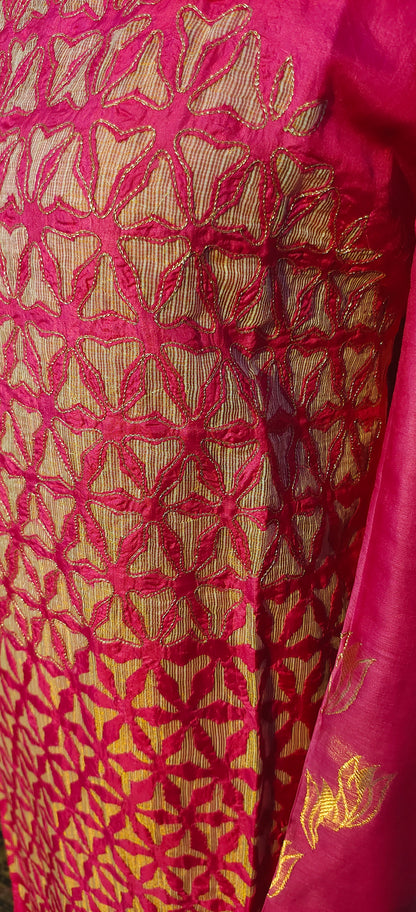 Semi Stitched Formal Chanderi kurta