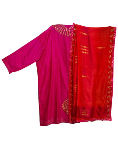 Semi Stitched Chanderi Formal Suitset