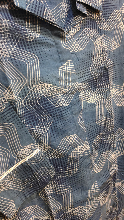Stitched Cotton Indigo blockprinted coordset