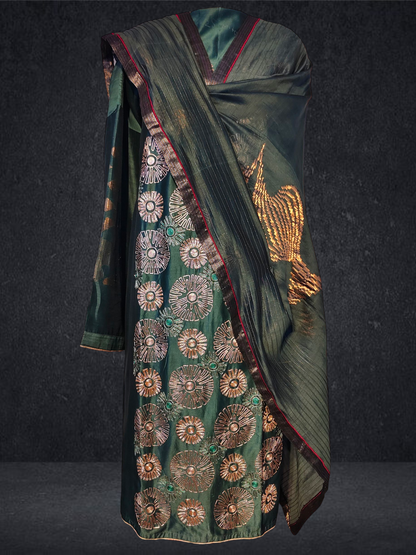 Semi Stitched Formal chanderi Suitset