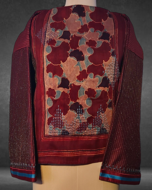 Semistitched Chanderi Silk Ajrakh Formal Ɓlouse VISHAL KAPUR STUDIO