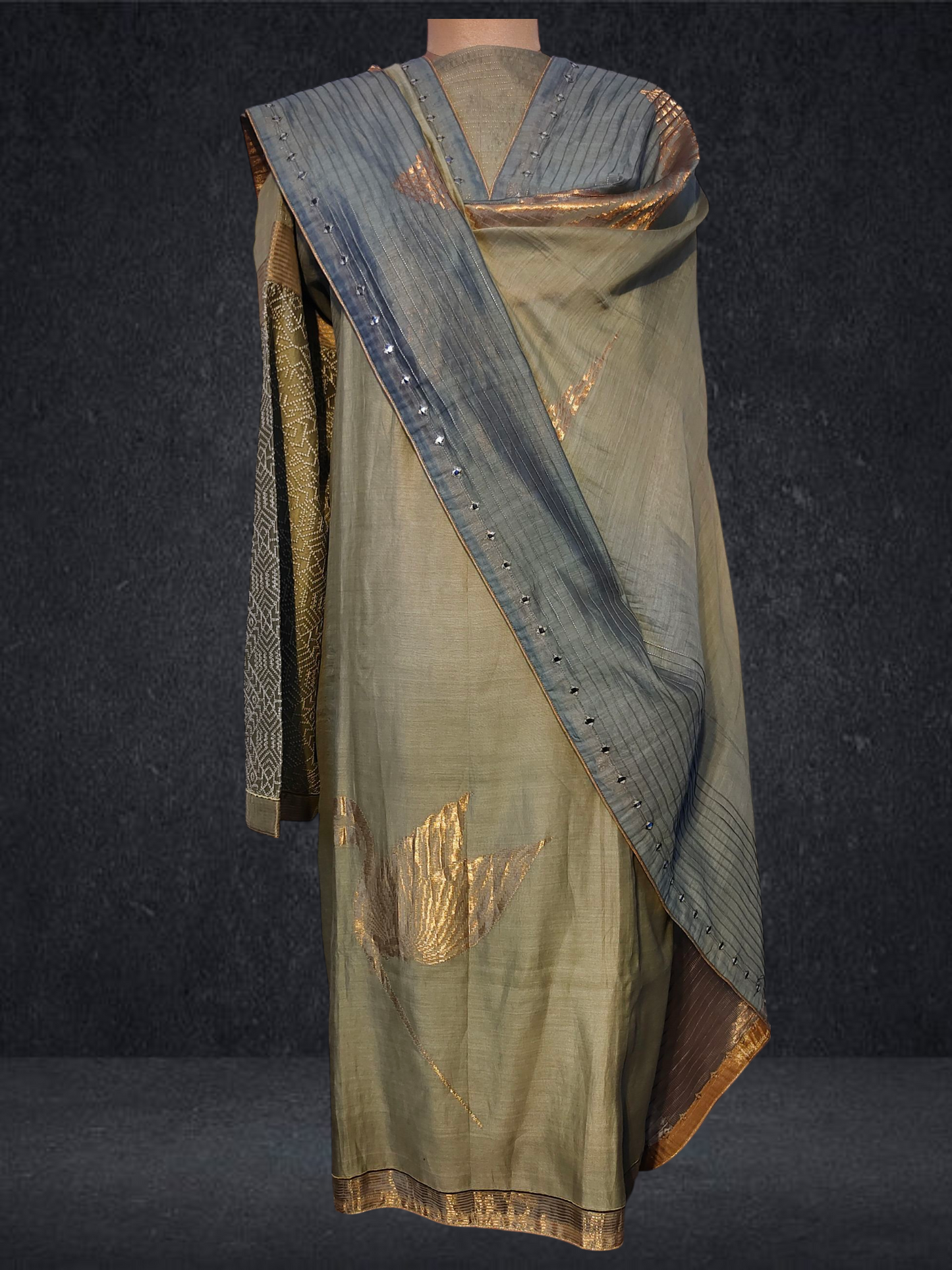 Semi Stitched Formal chanderi Suitset