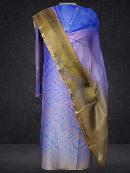 Semi Stitched Chanderi Casual Suitset